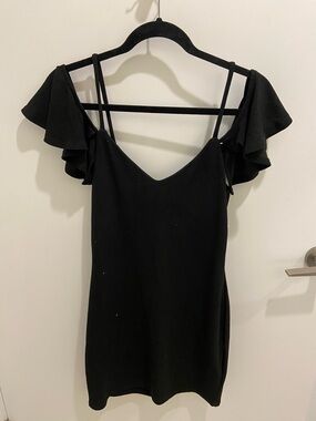 Charlotte Russe Black Ruffle Strap Mini Dress